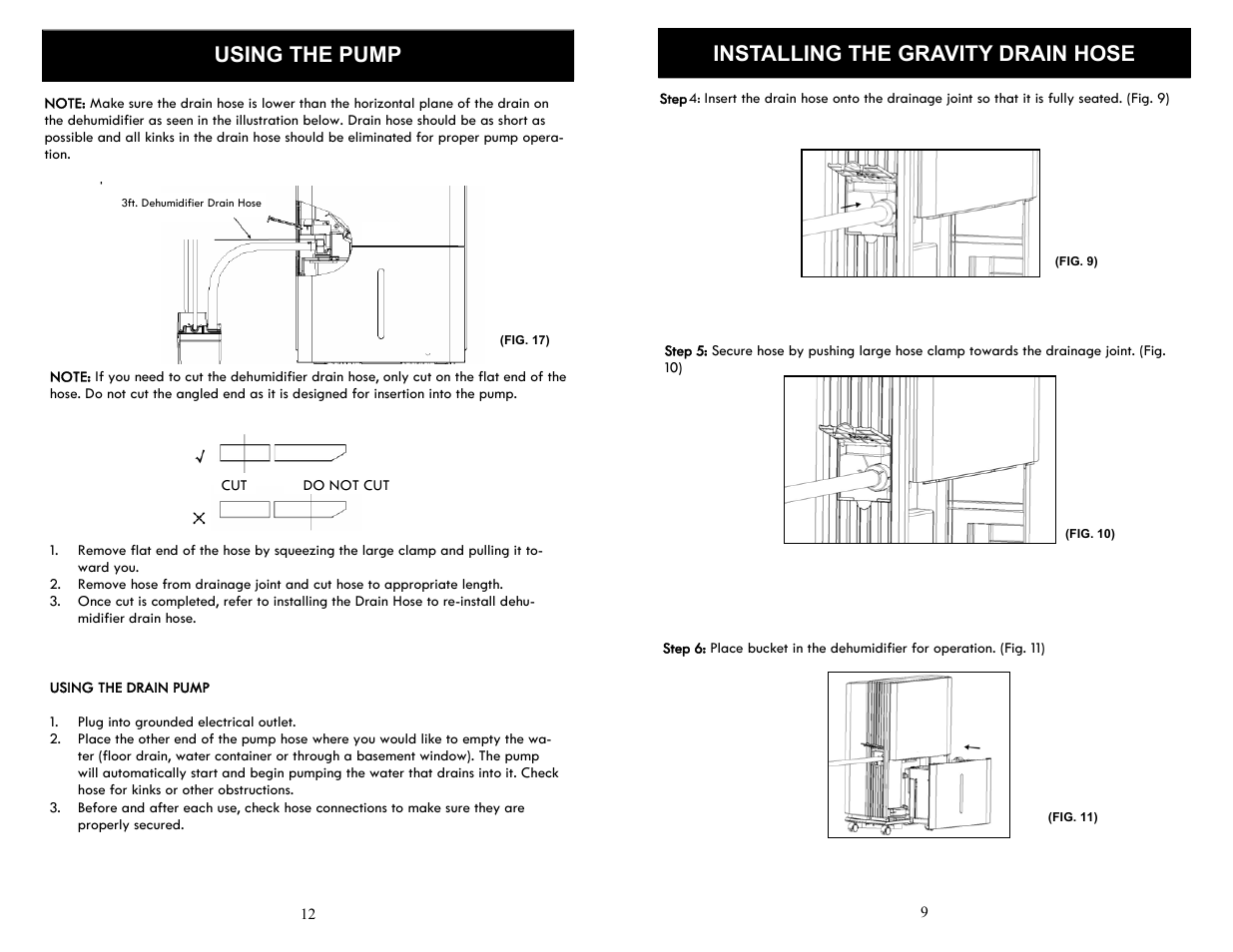 Using the pump, Installing the gravity drain hose | SoleusAir SG-DEH-70E-2 User Manual | Page 9 / 10