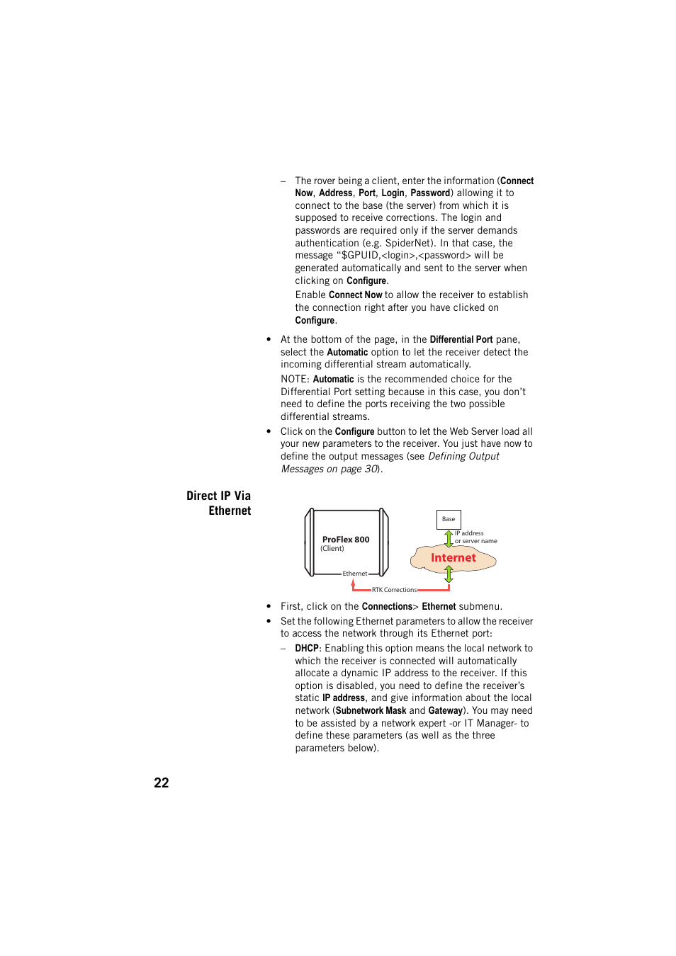 Direct ip via ethernet | Spectra Precision ProFlex 800 Web Server User Manual | Page 26 / 64