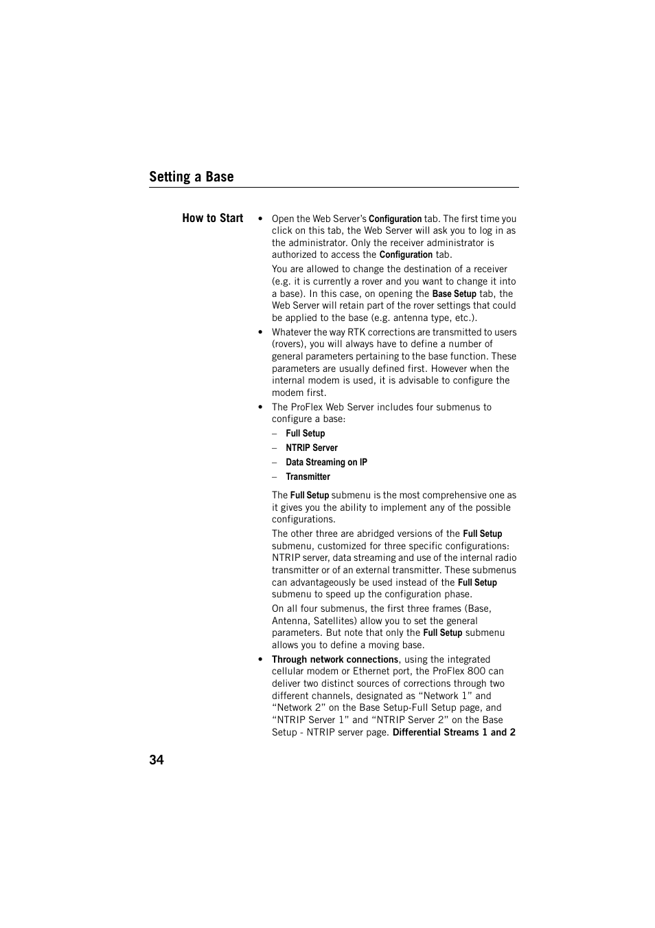 Setting a base, How to start | Spectra Precision ProFlex 800 Web Server User Manual | Page 38 / 64