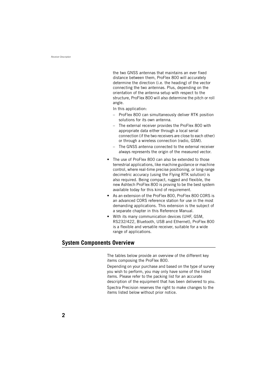 System components overview | Spectra Precision ProFlex 800 Reference Manual User Manual | Page 16 / 748