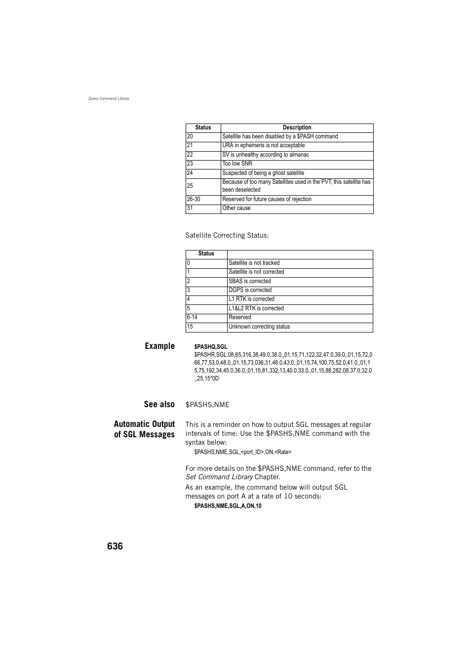 Example, See also, Automatic output of sgl messages | Spectra Precision ProFlex 800 Reference Manual User Manual | Page 650 / 748