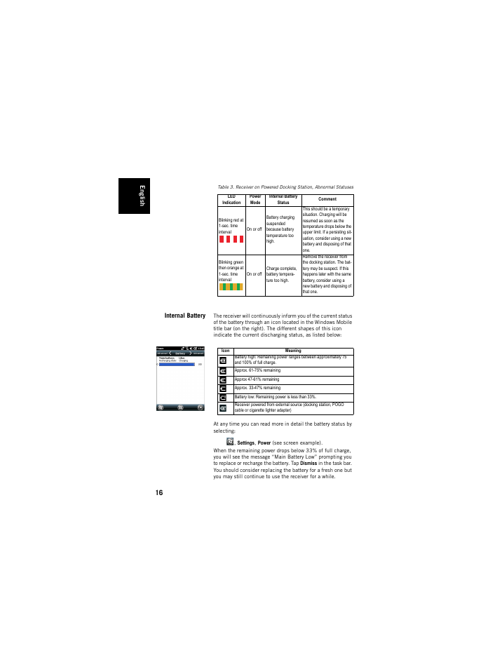 Internal battery | Spectra Precision ProMark 120/220 Handheld Platform User Manual | Page 22 / 46