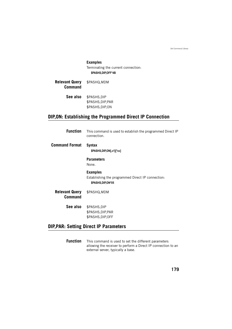 Dip,par: setting direct ip parameters | Spectra Precision ProMark 800 Reference Manual User Manual | Page 191 / 428