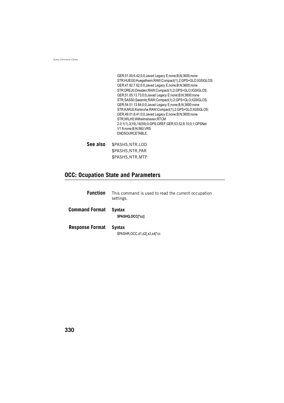 Occ: ocupation state and parameters | Spectra Precision ProMark 800 Reference Manual User Manual | Page 342 / 428