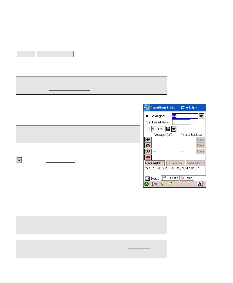 Repetition shots | Spectra Precision Survey Pro v4.6 Recon-Nomad Reference Manual User Manual | Page 144 / 481
