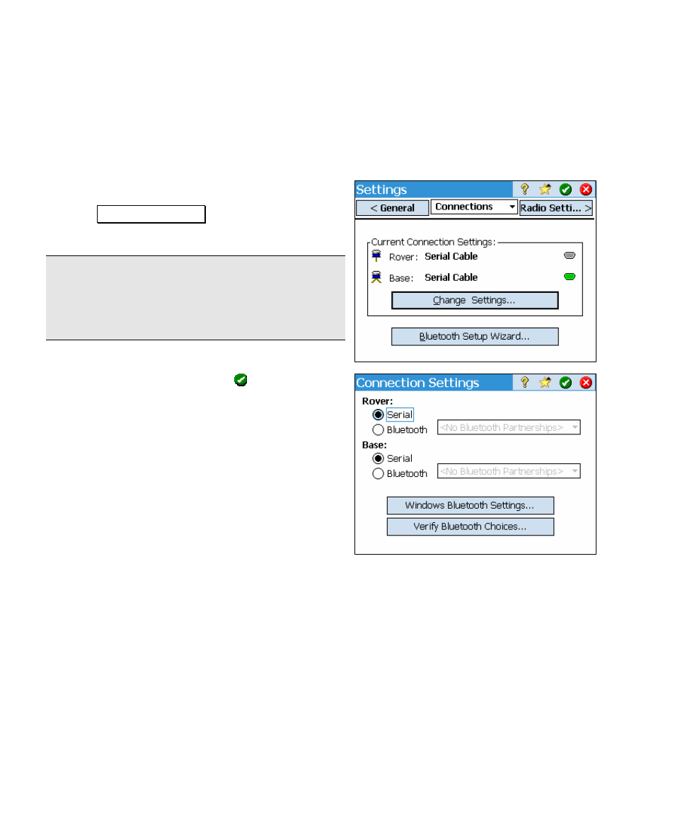 Serial connection, Roving/occupying | Spectra Precision Survey Pro v4.5 Ranger User Manual User Manual | Page 316 / 339