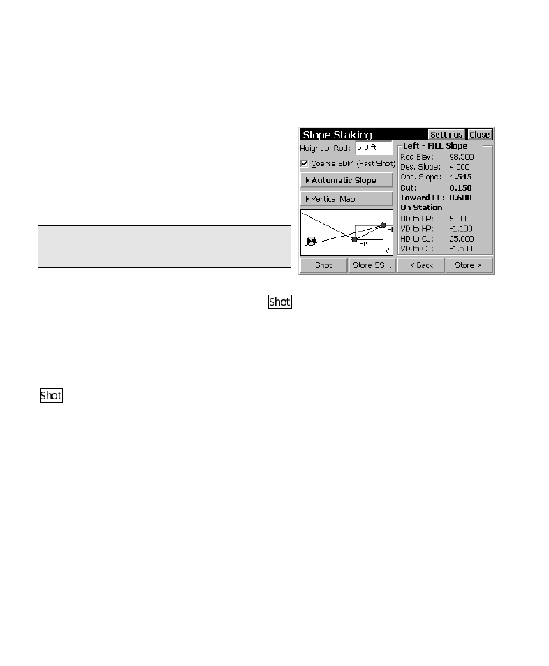 Slope staking in remote mode | Spectra Precision Survey Pro CE v3.6 User Manual User Manual | Page 124 / 407