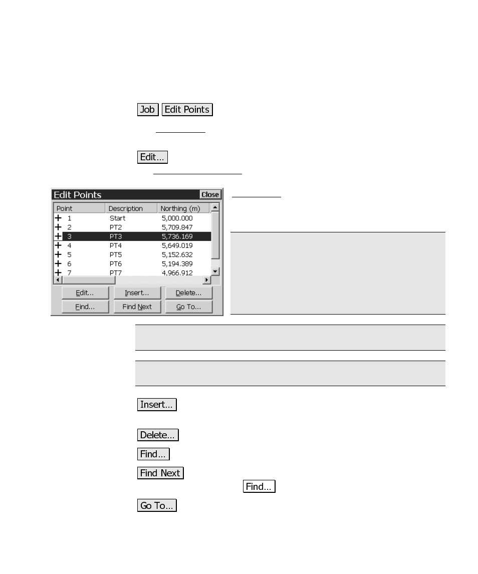 Edit points | Spectra Precision Survey Pro CE v3.6 User Manual User Manual | Page 196 / 407
