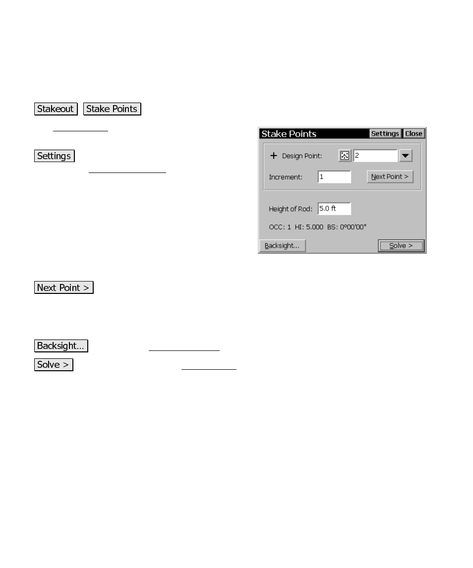Stake points | Spectra Precision Survey Pro CE v3.6 User Manual User Manual | Page 263 / 407