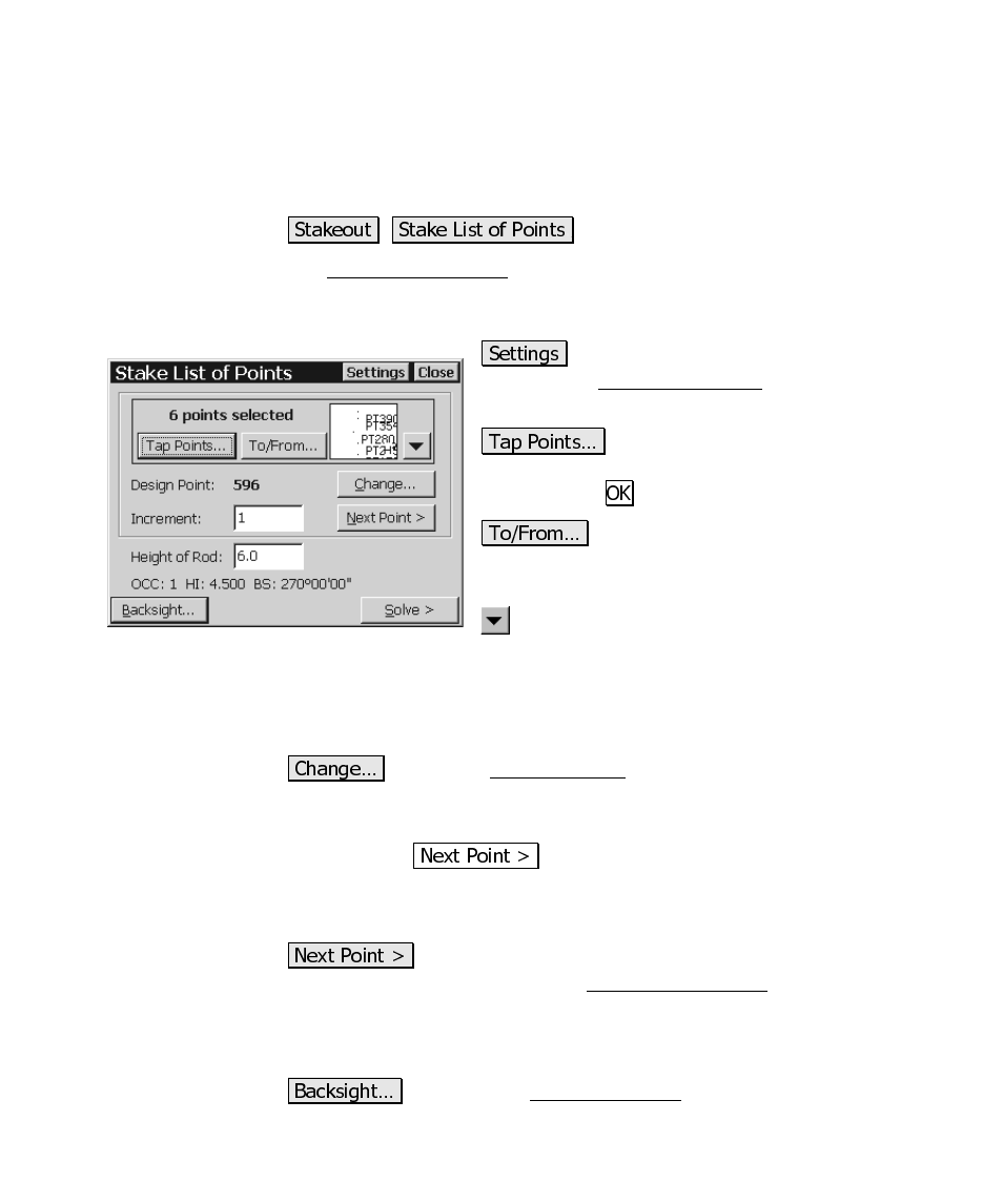 Stake list of points screen | Spectra Precision Survey Pro CE v3.6 User Manual User Manual | Page 268 / 407