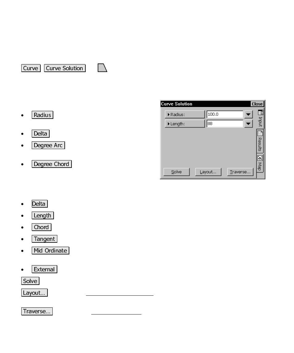 Curve solution | Spectra Precision Survey Pro CE v3.6 User Manual User Manual | Page 335 / 407