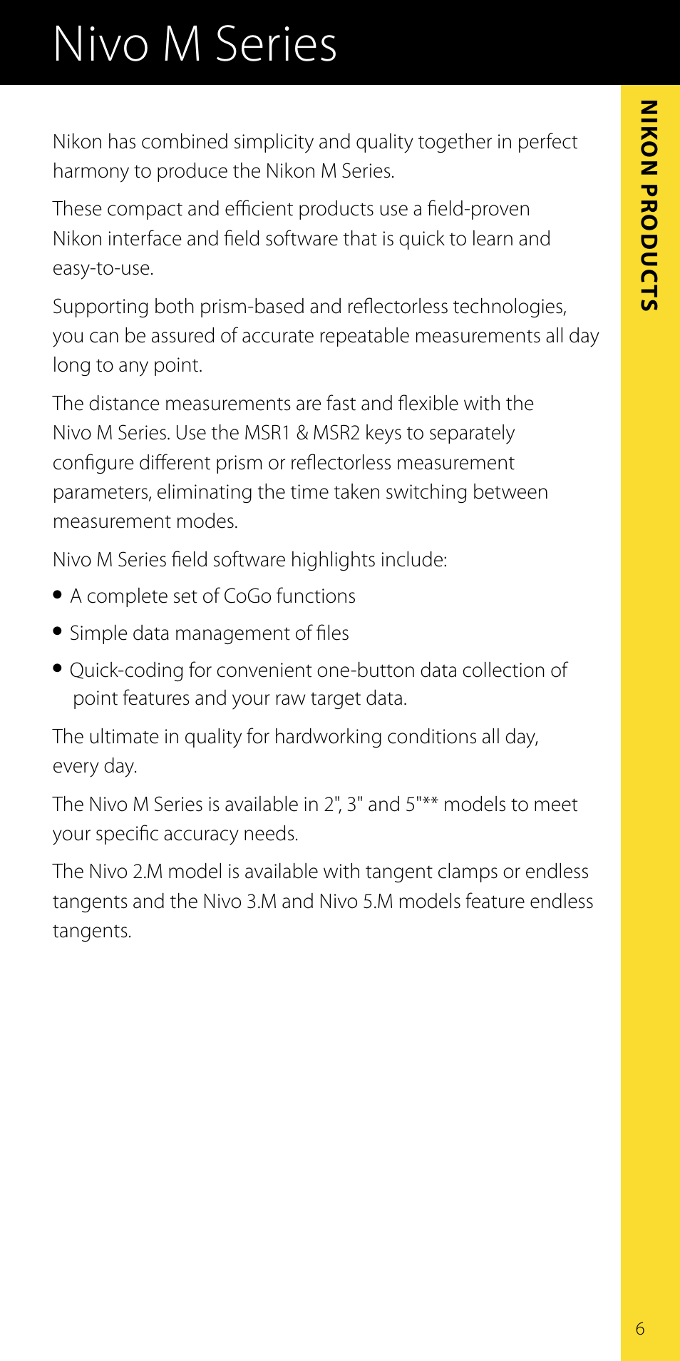 Nivo m series, Nik o n pr oduc ts | Spectra Precision Nikon Catalog Combined User Manual | Page 9 / 28