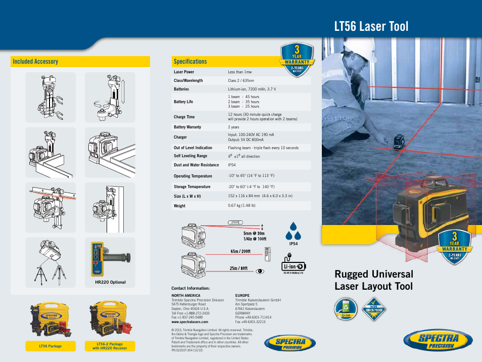 Spectra Precision LT56 Universal Laser Layout Tool User Manual | 2 pages