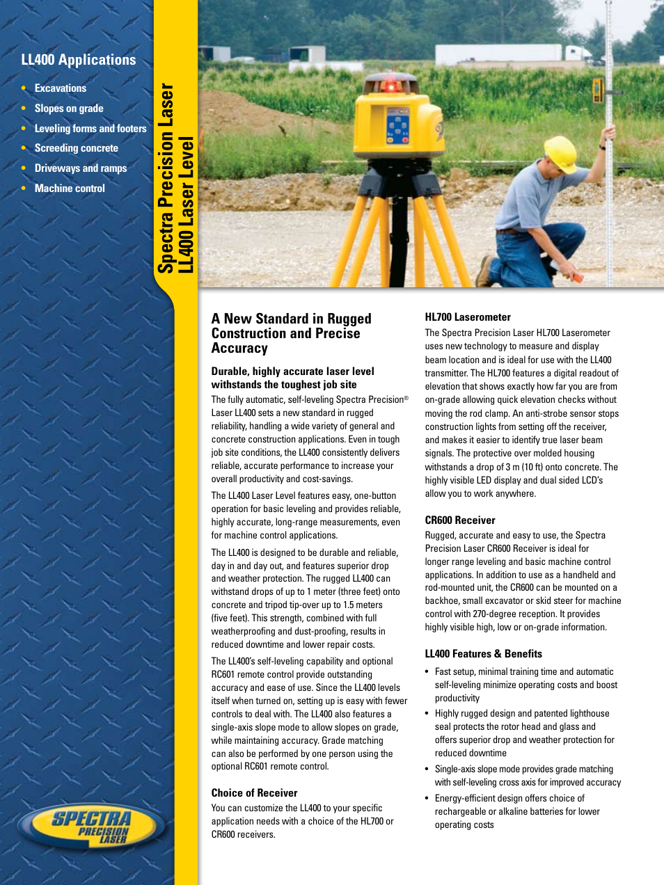 Spectra Precision LL400 Laser Level User Manual | 2 pages