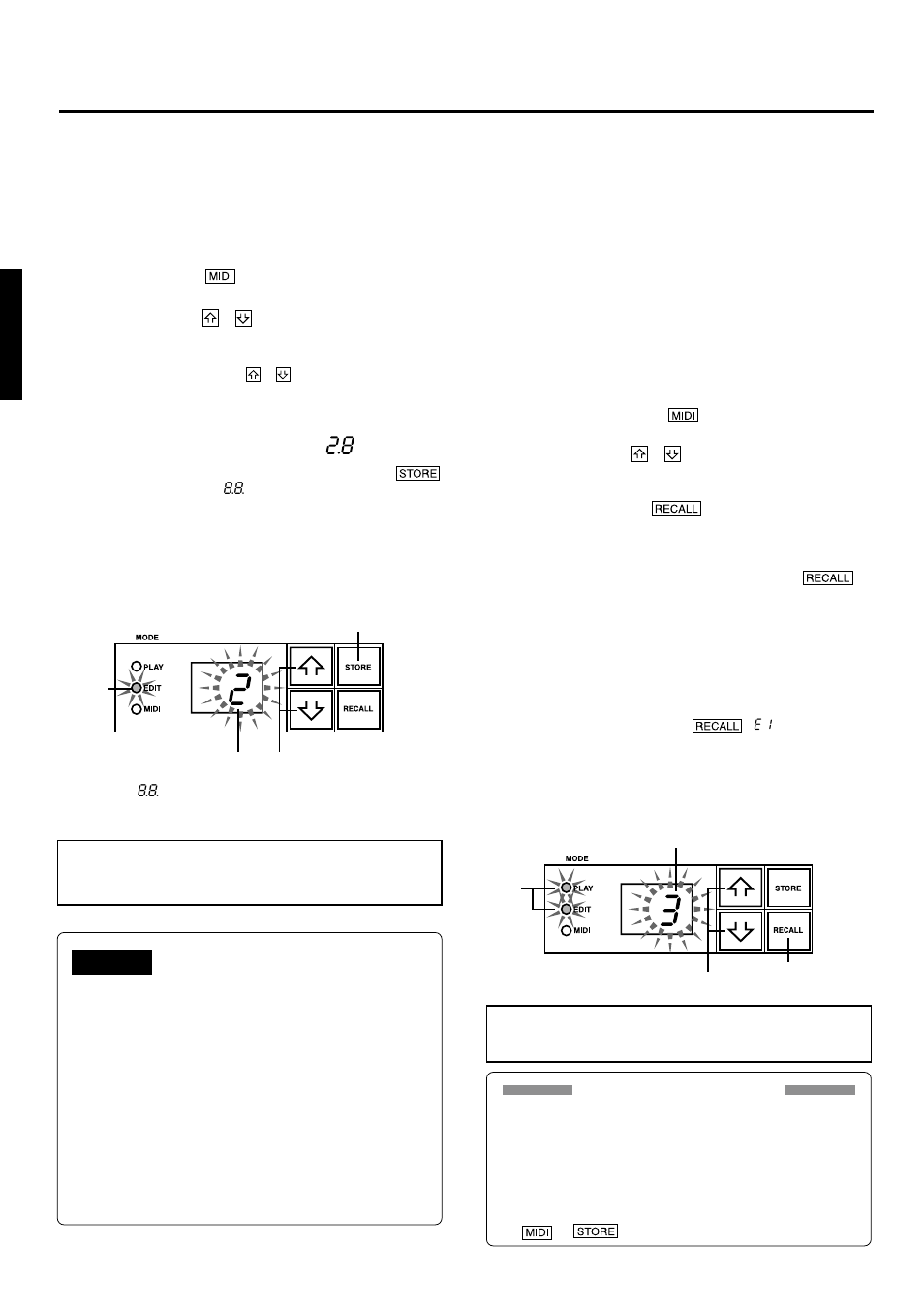 Sauvegarde et rappel, Sauvegarde des paramètres, Rappel de mémoire (recall) | Yamaha DG-1000 User Manual | Page 12 / 20