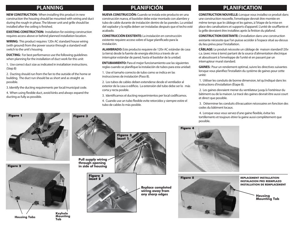 703 p2, Planning planifición planification | Ventamatic CF Series User Manual | Page 2 / 4