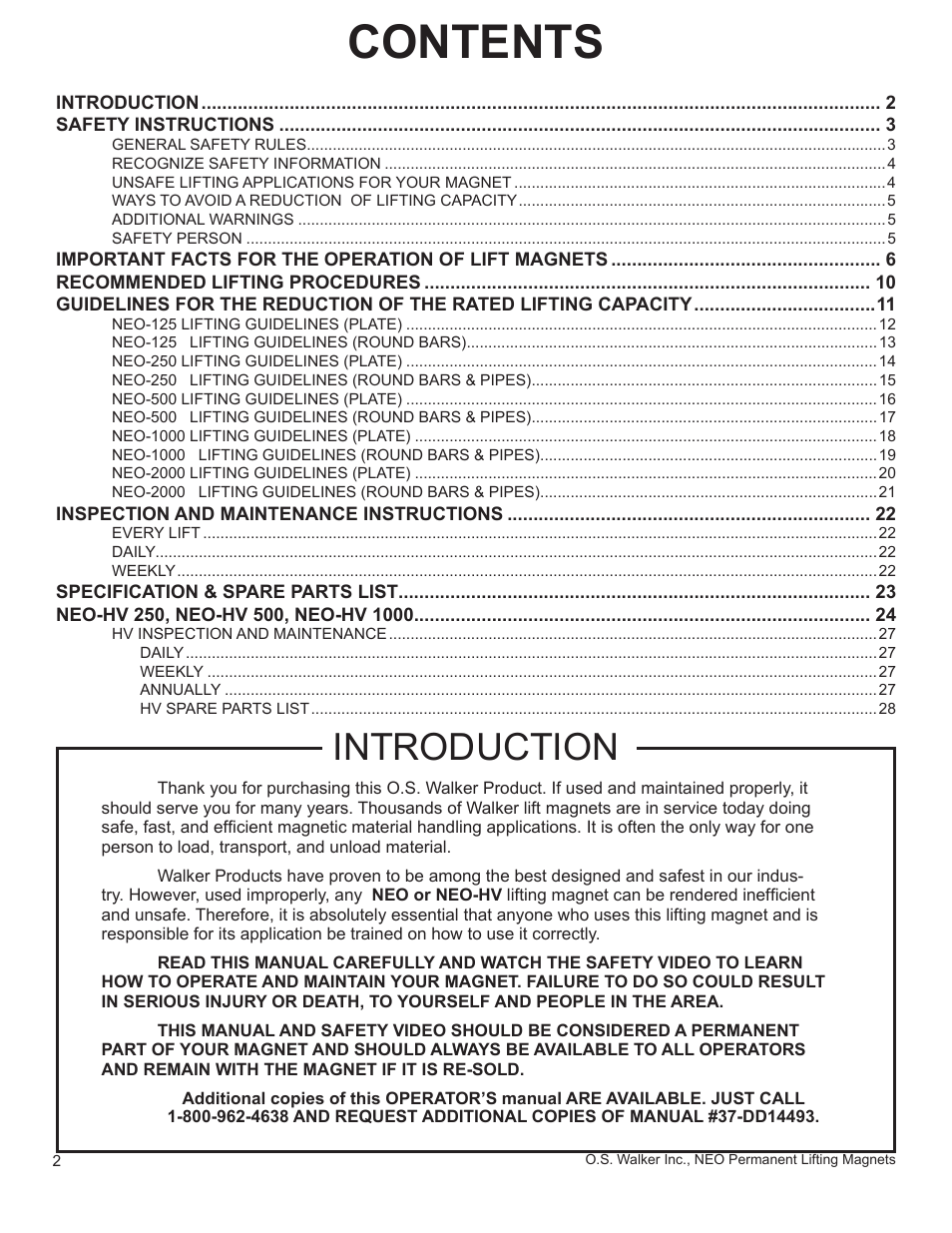 Walker Magnetics NEO-HV SERIES User Manual | Page 2 / 29