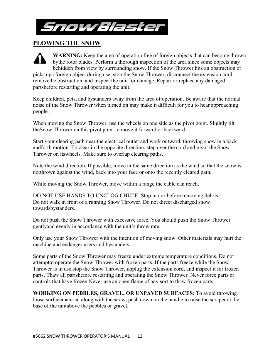 WEN 5662 13 A 18 inch Electric Snow Thrower User Manual | Page 13 / 19