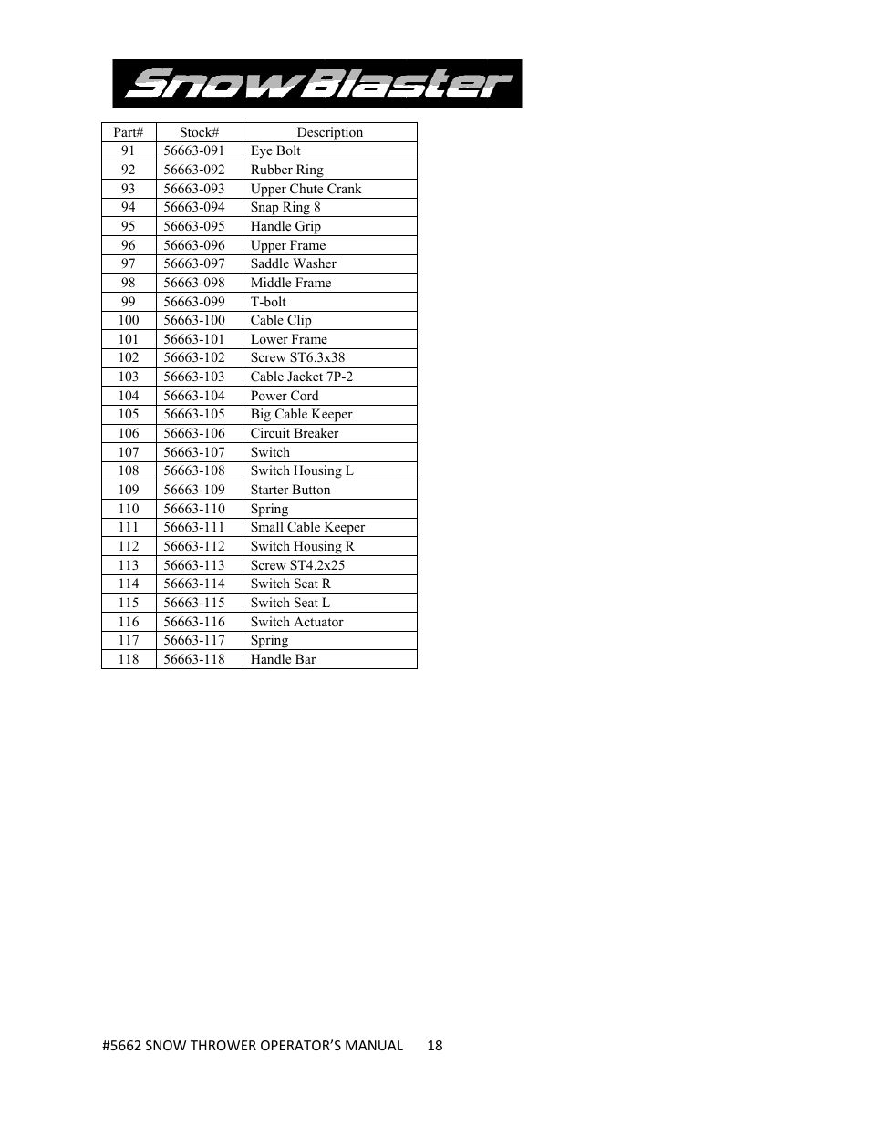 WEN 5662 13 A 18 inch Electric Snow Thrower User Manual | Page 18 / 19