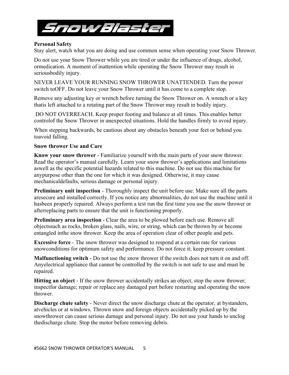 WEN 5662 13 A 18 inch Electric Snow Thrower User Manual | Page 5 / 19