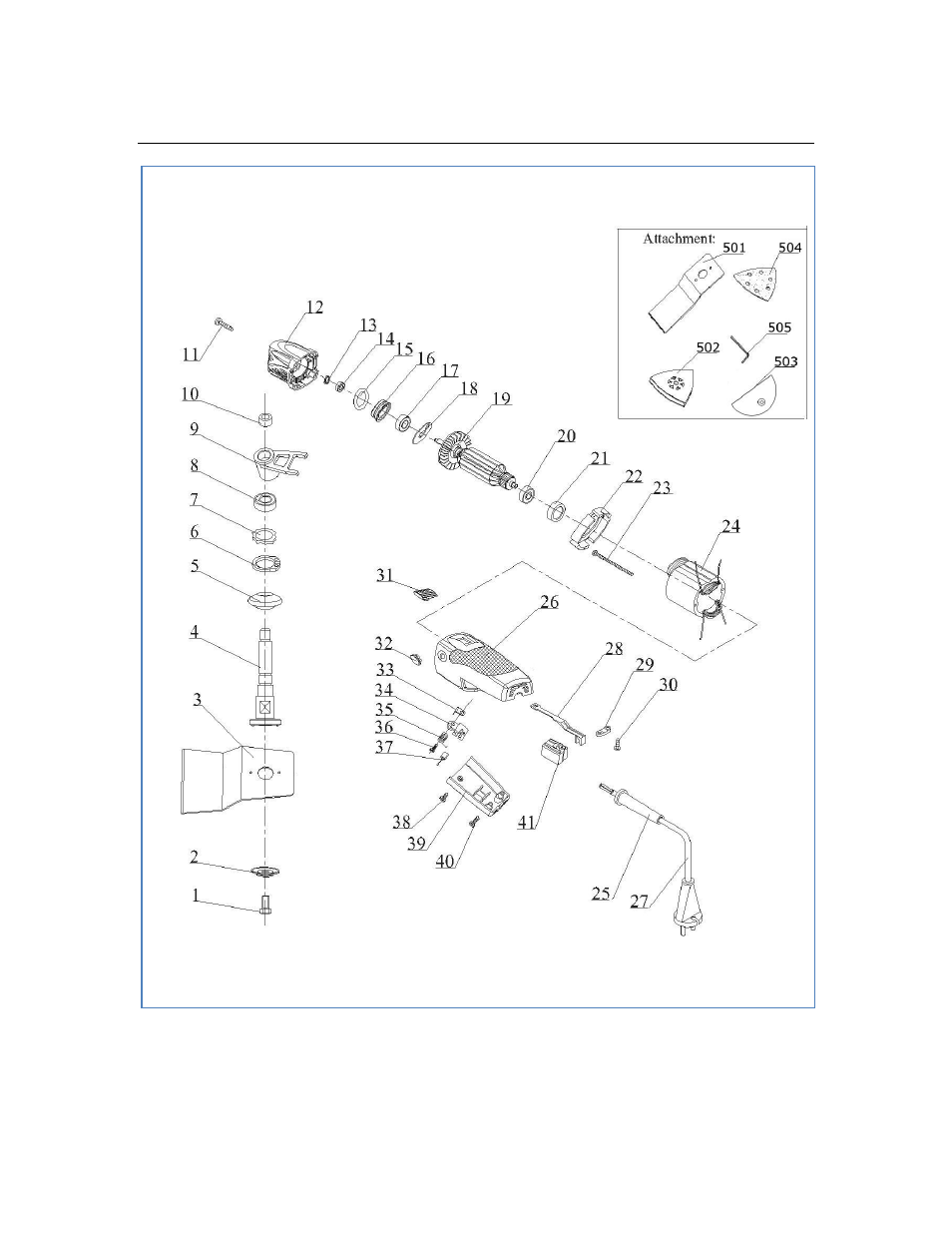 Exploded view | WEN 2310 Oscillating Multi-Tool Kit User Manual | Page 13 / 15