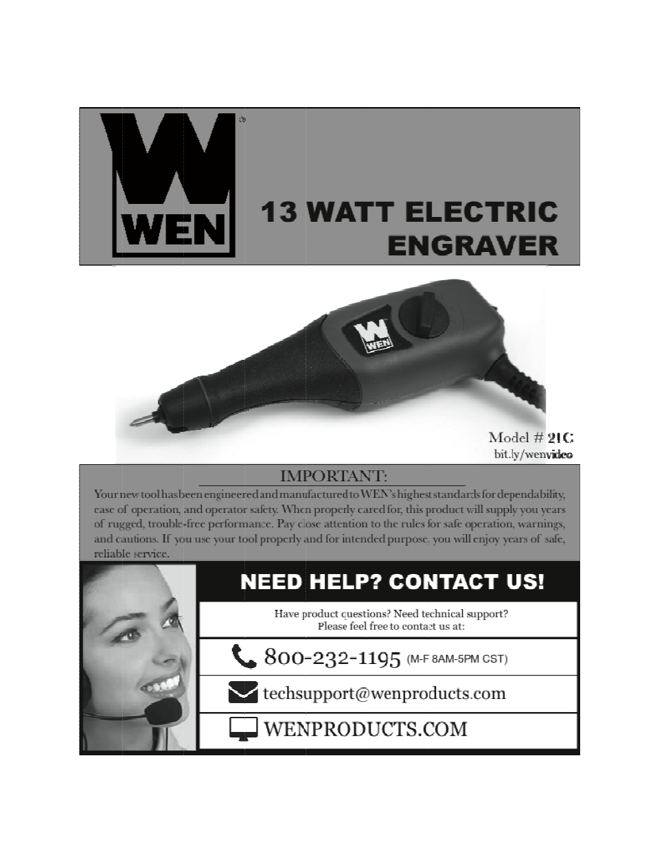 WEN 21C Engraver 13Watt User Manual | 4 pages