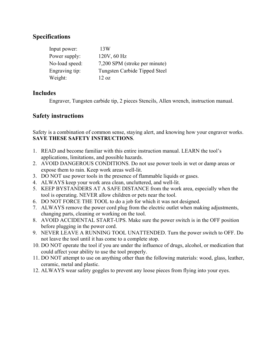 WEN 21C Engraver 13Watt User Manual | Page 2 / 4