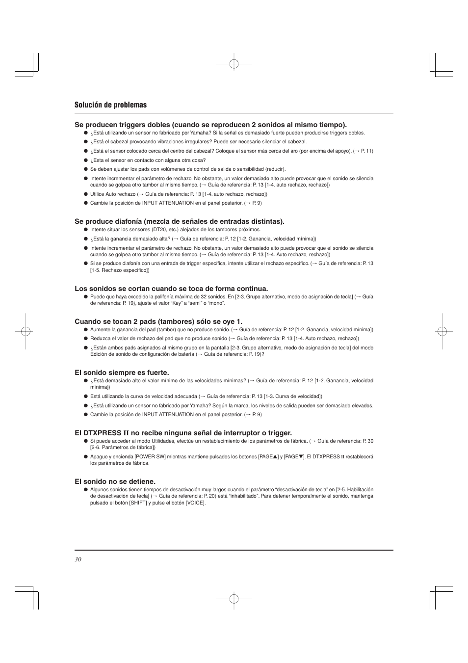 Solución de problemas | Yamaha DTXPRESS II User Manual | Page 120 / 184