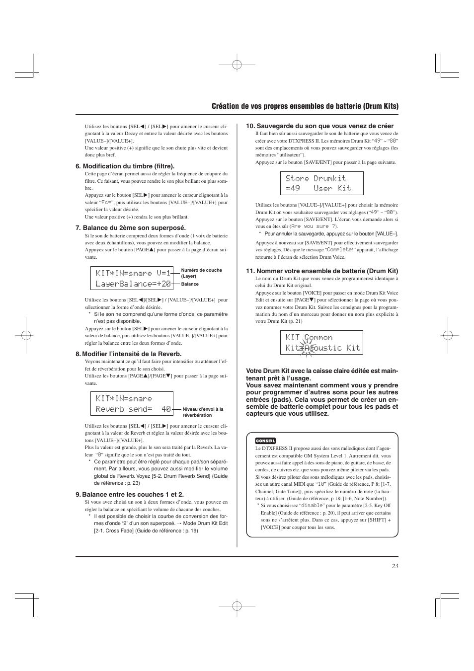 Kit*in=snare reverb send= 40 | Yamaha DTXPRESS II User Manual | Page 53 / 184