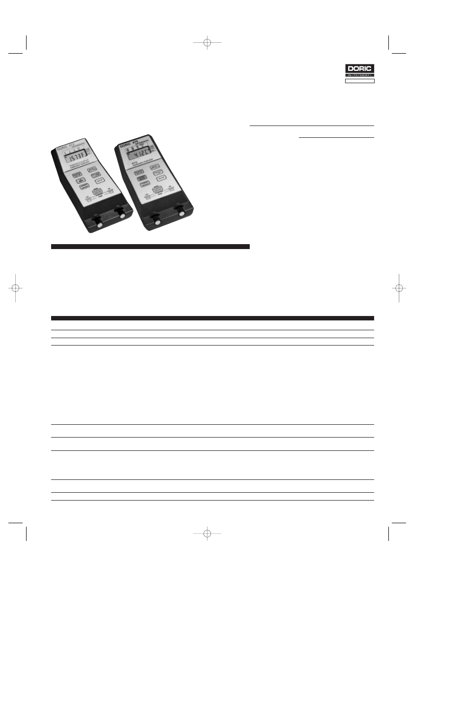 Doric Instruments 475 Series Portable Digital Calibrators User Manual | 2 pages