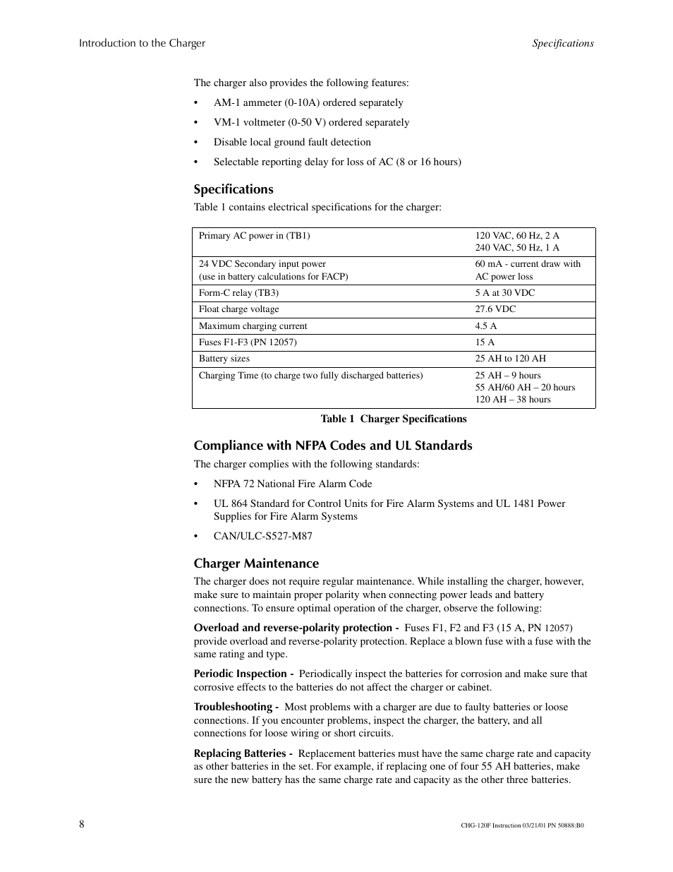 Fire-Lite CHG-120F Battery Charger User Manual | Page 8 / 28