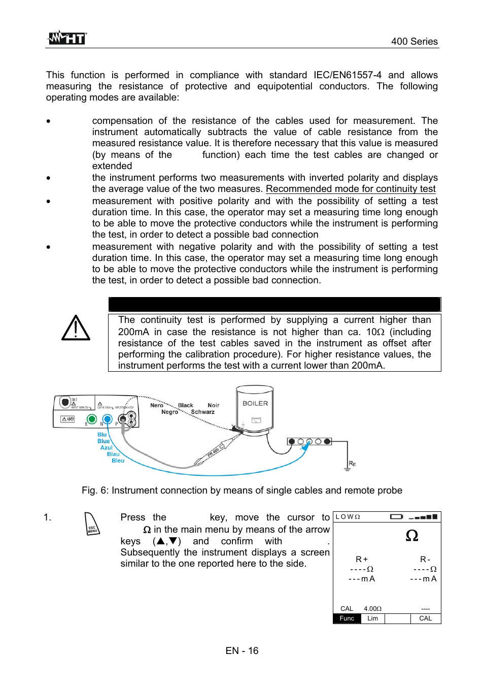 Caution | HT instruments SPEED418 User Manual | Page 17 / 88