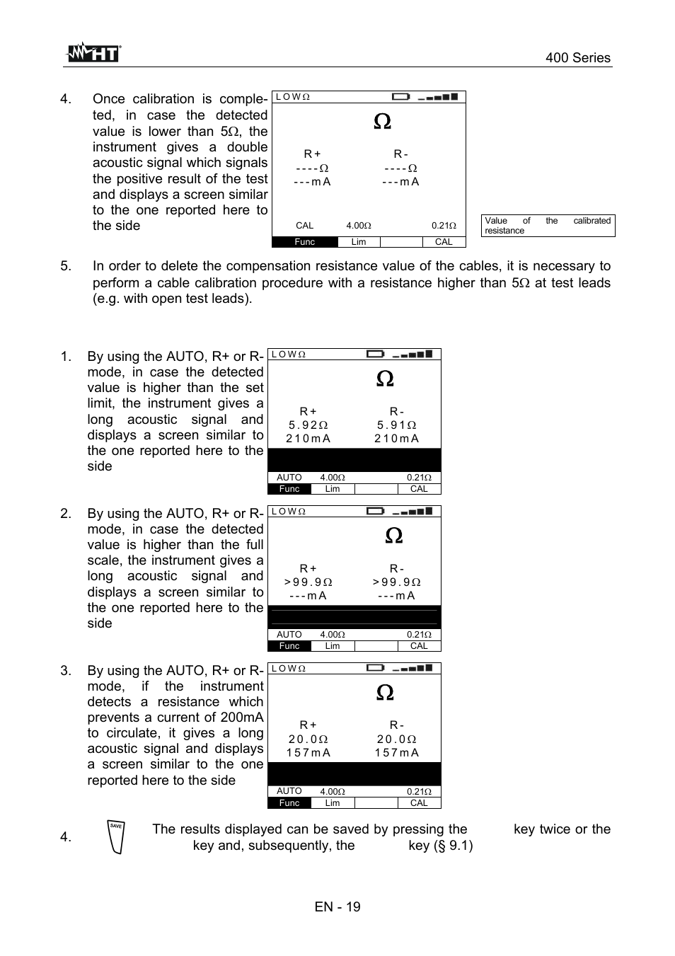400 series, En - 19 | HT instruments SPEED418 User Manual | Page 20 / 88