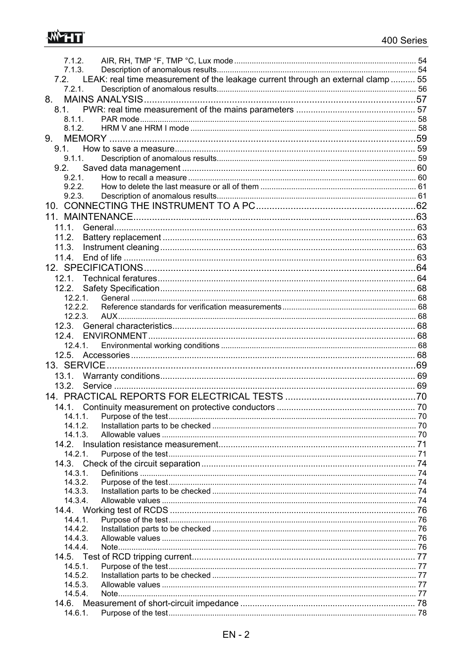 HT instruments SPEED418 User Manual | Page 3 / 88