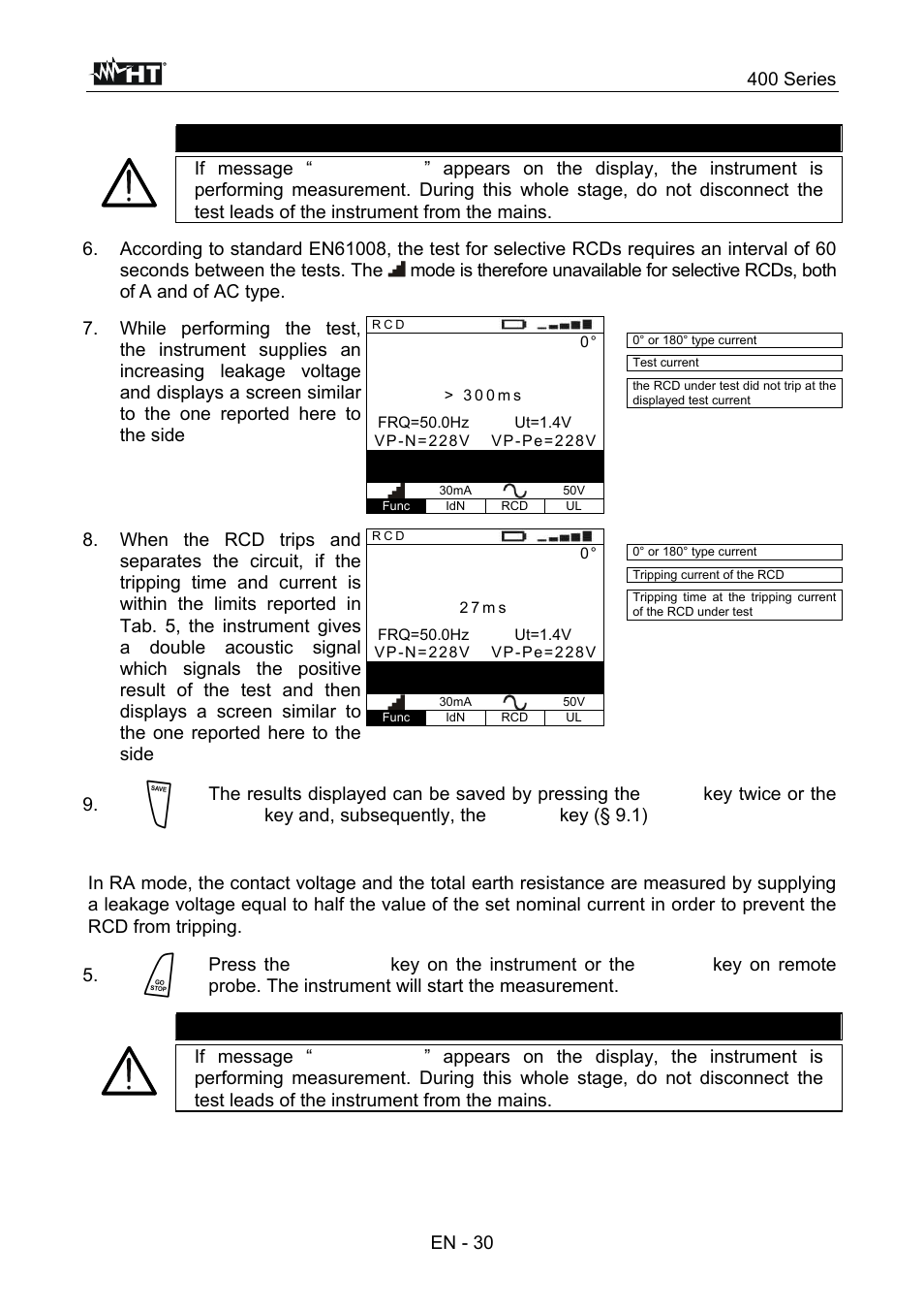18ma, 27ma, Caution | 400 series, En - 30 | HT instruments SPEED418 User Manual | Page 31 / 88