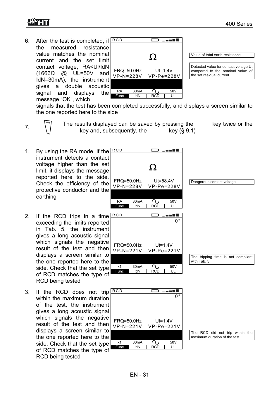 487ms, 999ms, 400 series | En - 31 | HT instruments SPEED418 User Manual | Page 32 / 88