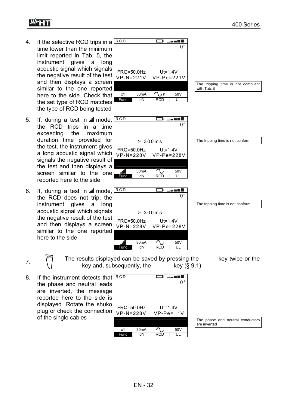 97ms, 27ma, 42ma | 400 series, En - 32 | HT instruments SPEED418 User Manual | Page 33 / 88