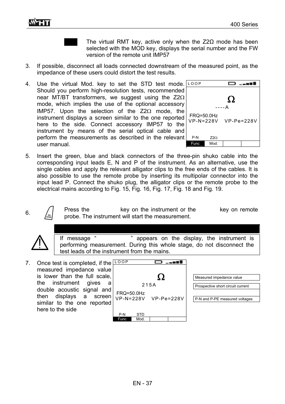 Caution, 400 series, En - 37 | HT instruments SPEED418 User Manual | Page 38 / 88