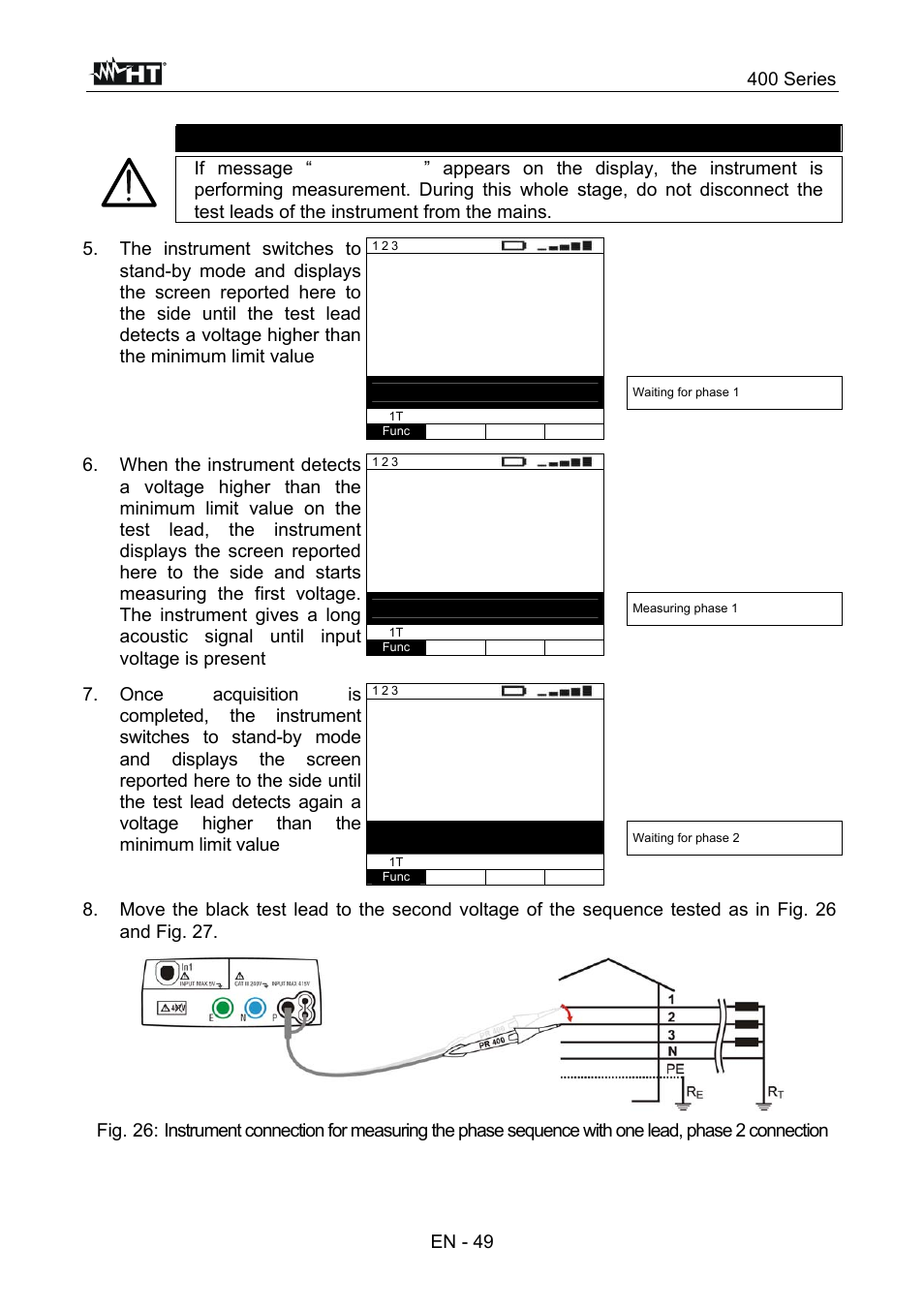 Caution, 400 series, En - 49 | HT instruments SPEED418 User Manual | Page 50 / 88