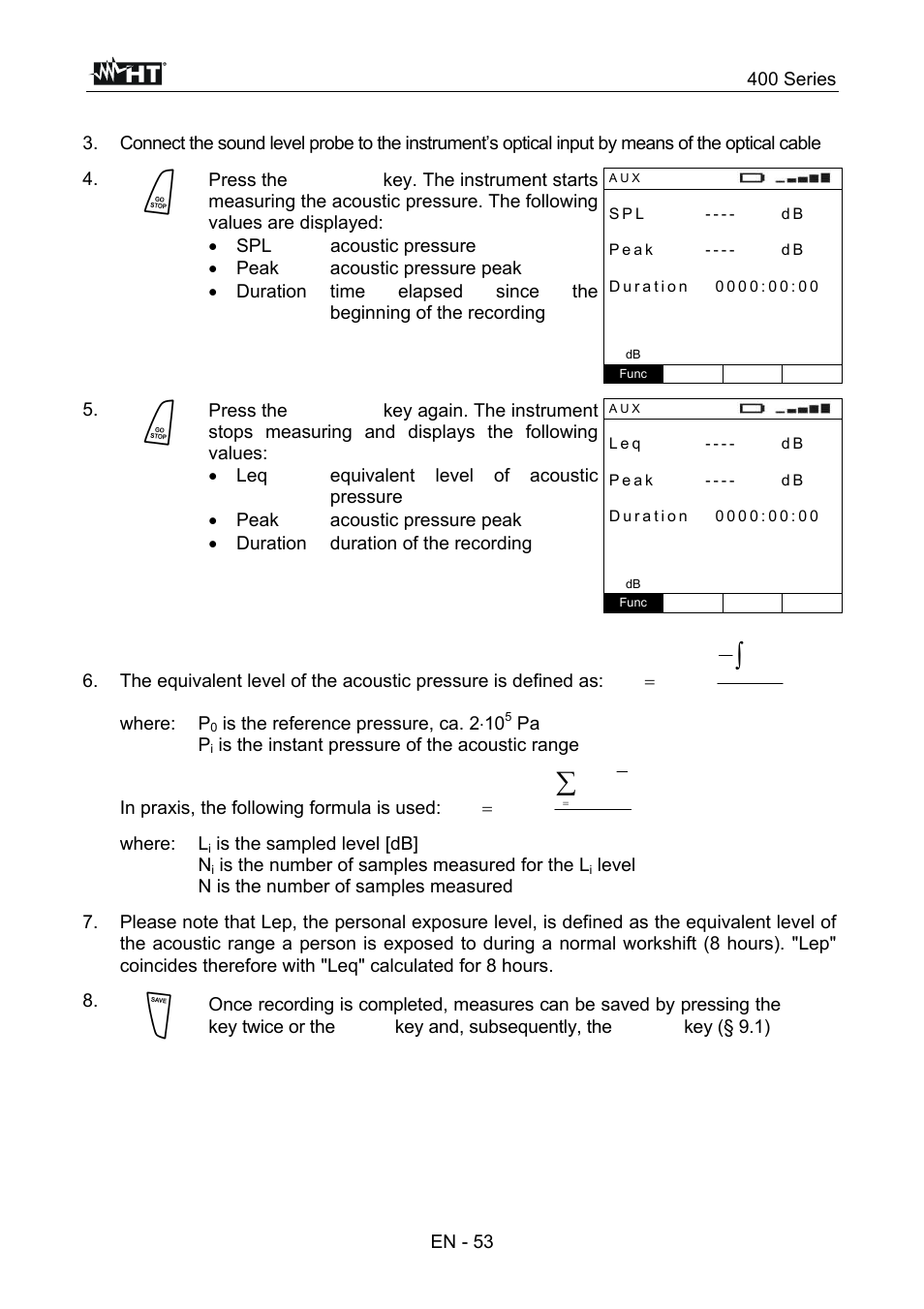 HT instruments SPEED418 User Manual | Page 54 / 88