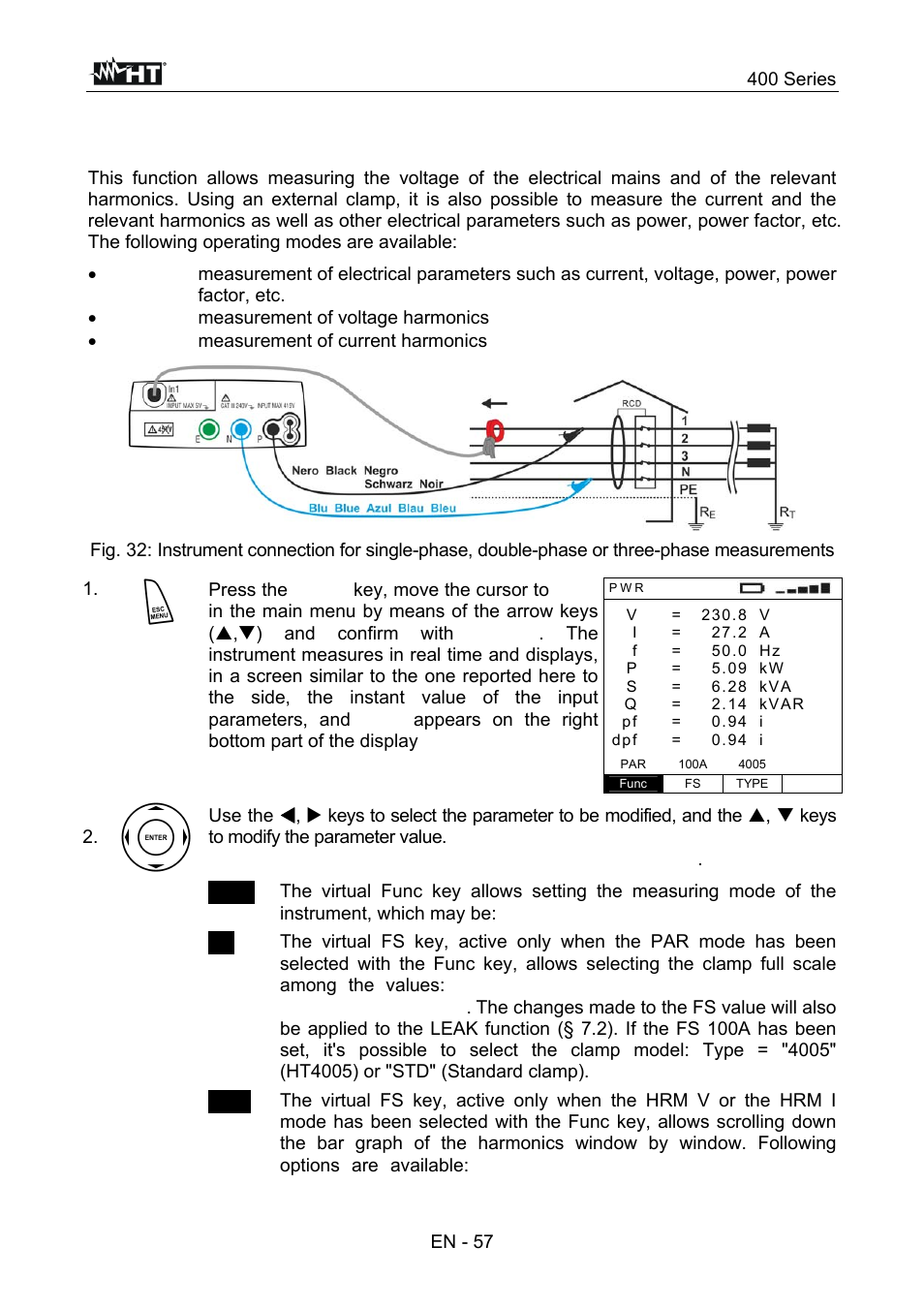 Mains analysis, 400 series, En - 57 | HT instruments SPEED418 User Manual | Page 58 / 88