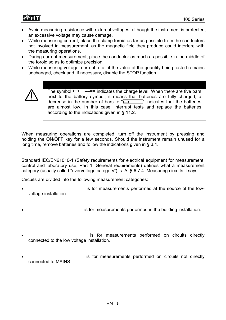 Caution | HT instruments SPEED418 User Manual | Page 6 / 88