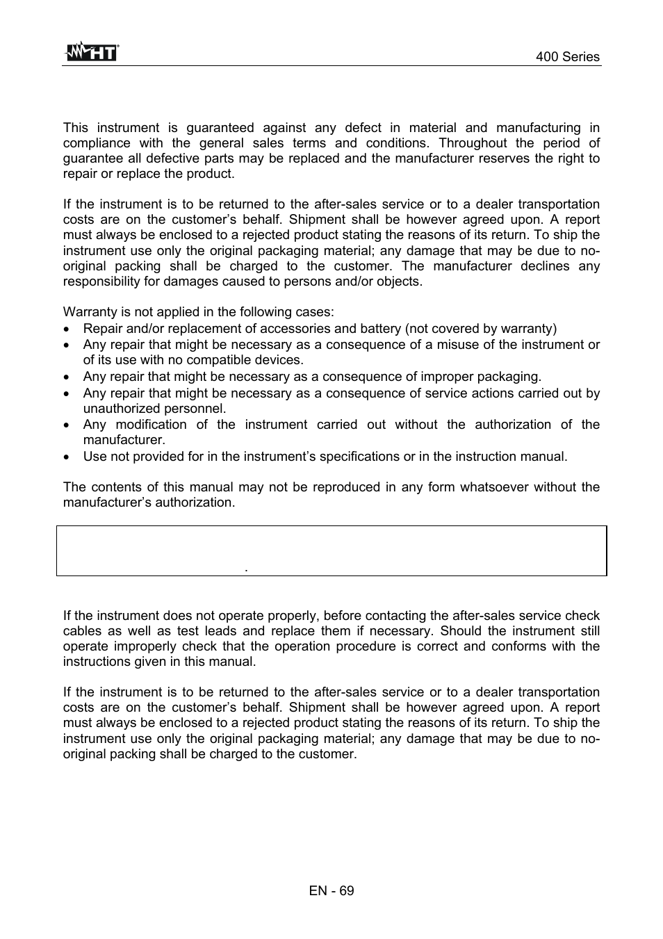 HT instruments SPEED418 User Manual | Page 70 / 88