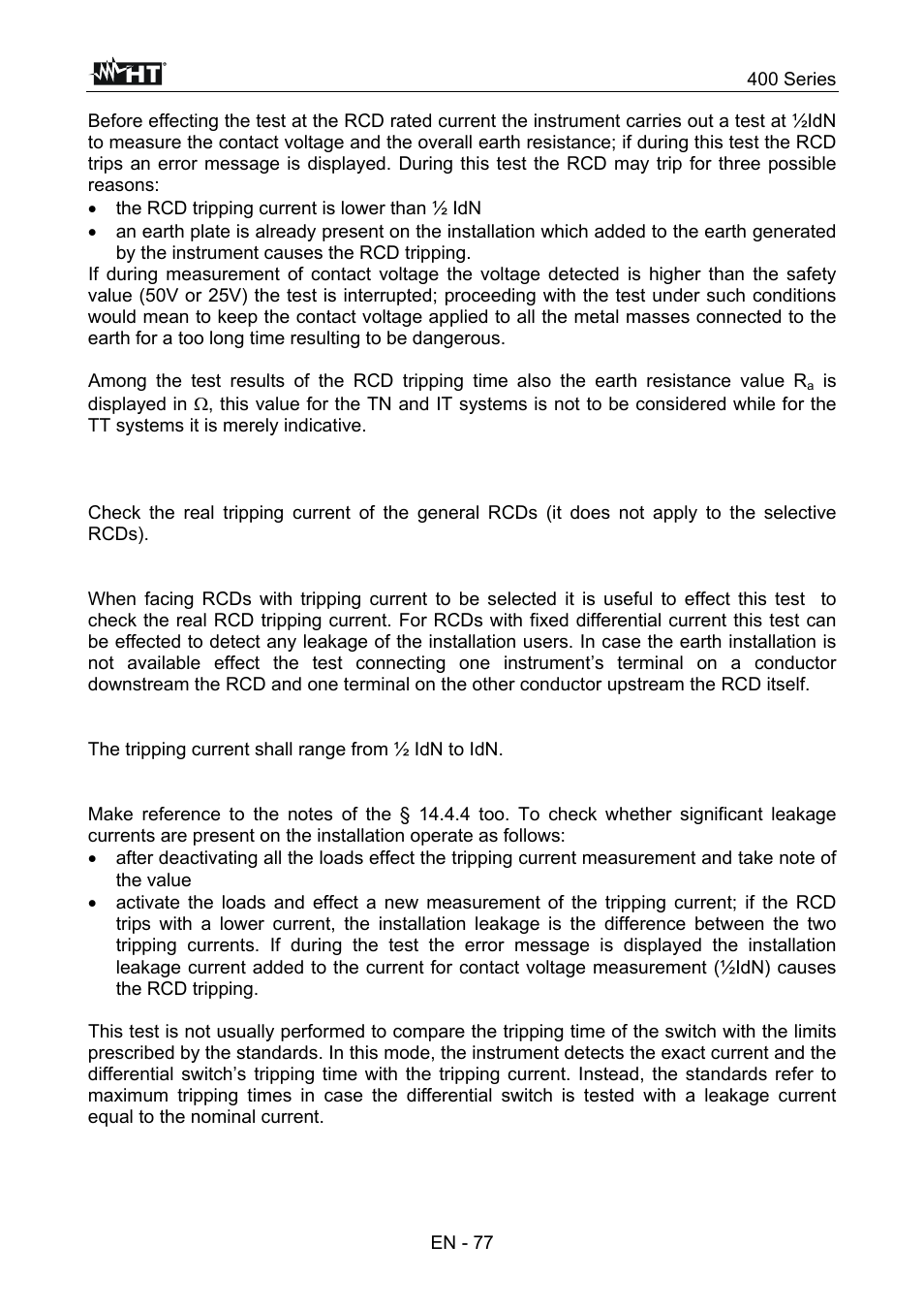 HT instruments SPEED418 User Manual | Page 78 / 88