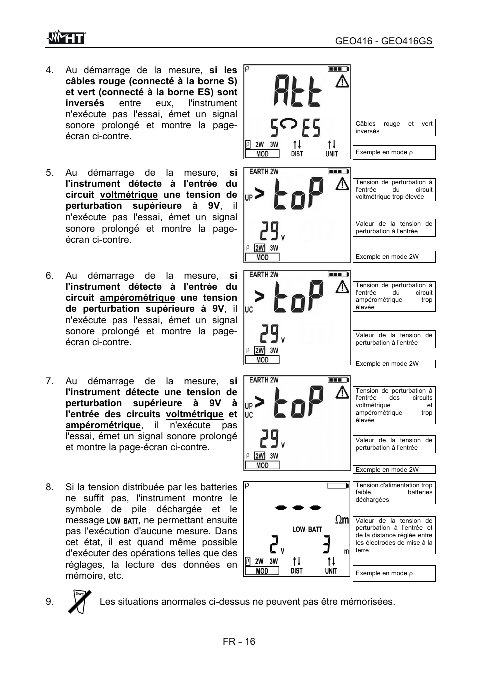 Fr - 16 | HT instruments GEO416 User Manual | Page 101 / 116