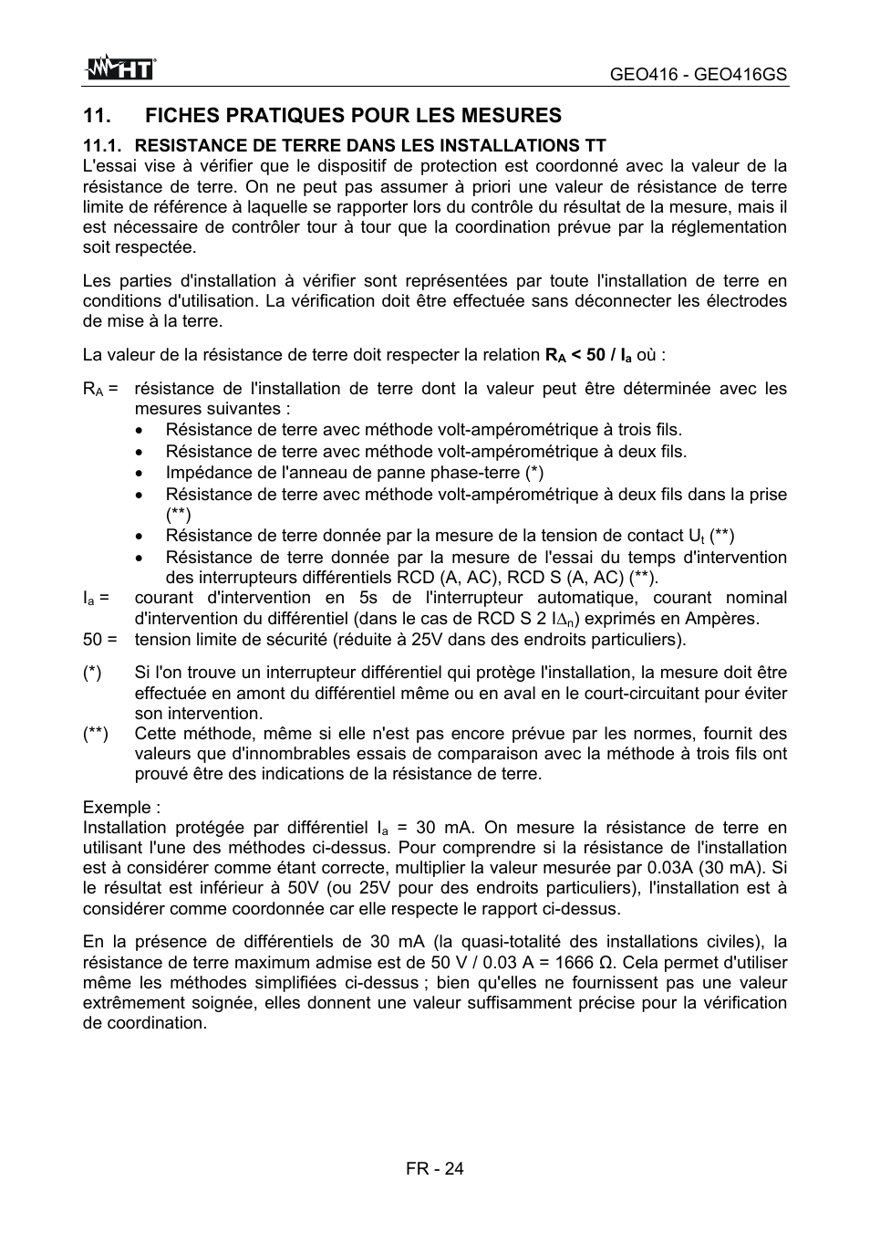 Fiches pratiques pour les mesures | HT instruments GEO416 User Manual | Page 109 / 116