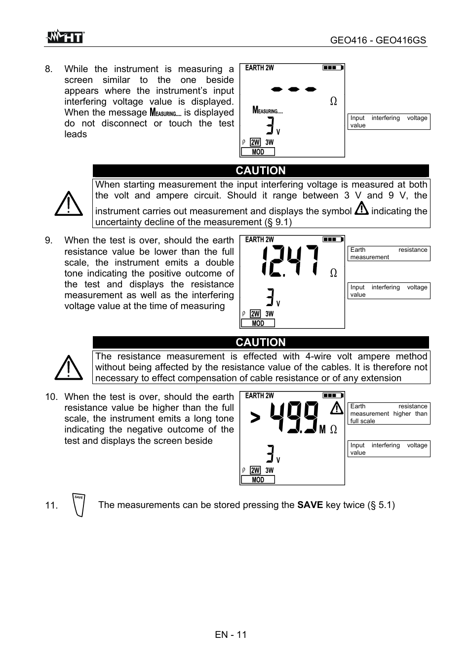 Caution, En - 11 | HT instruments GEO416 User Manual | Page 12 / 116