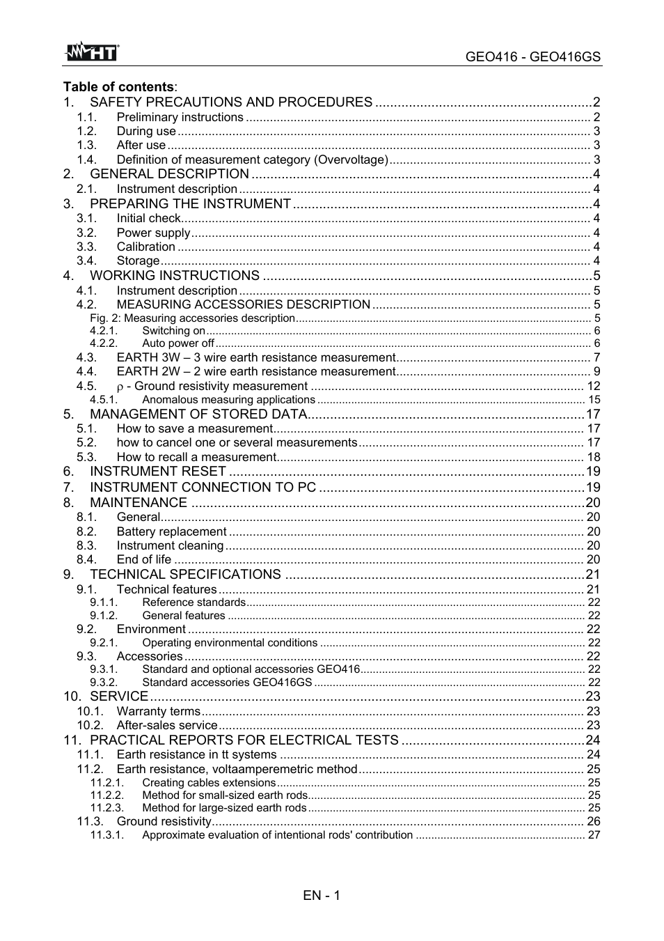 HT instruments GEO416 User Manual | Page 2 / 116