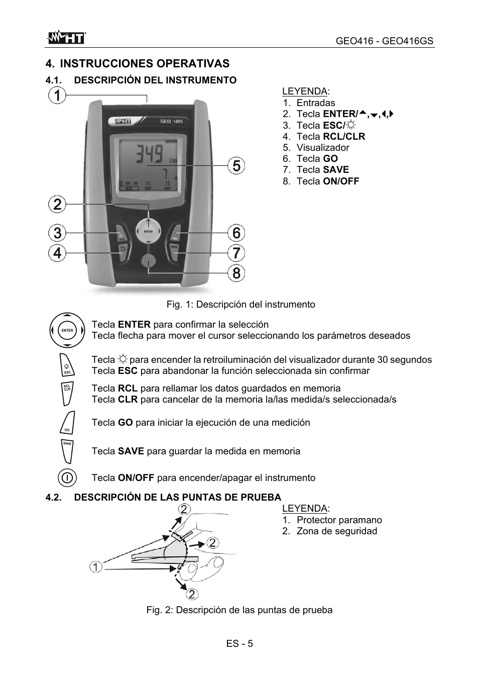 Instrucciones operativas | HT instruments GEO416 User Manual | Page 34 / 116