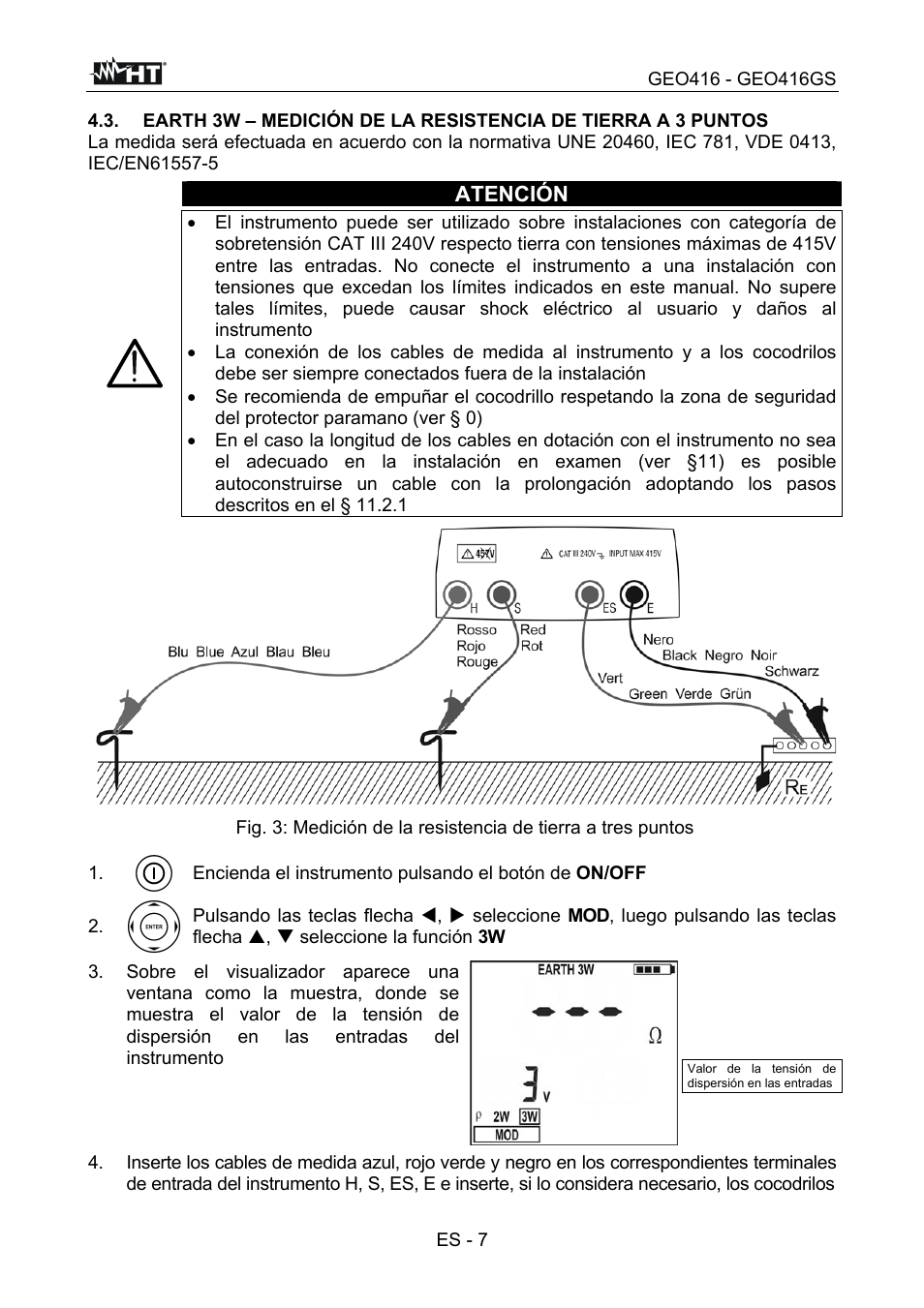 Atención | HT instruments GEO416 User Manual | Page 36 / 116